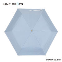 小川 折りたたみ傘 晴雨兼用 LINEDROPS グログランリボン ステッチ 50cm 手開き式 ブルーグレー 489398 1個（直送品）