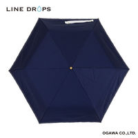 小川 折りたたみ傘 晴雨兼用 LINEDROPS グログランリボン ステッチ 50cm 手開き式 ネイビー 489399 1個（直送品）