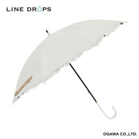 小川 長傘 晴雨兼用 LINEDROPS フリル 50cm 手開き式 ホワイト 489400 1個（直送品）