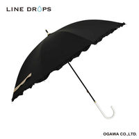 小川 長傘 晴雨兼用 LINEDROPS フリル 50cm 手開き式 ブラック 489401 1個（直送品）