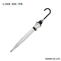 小川 晴雨兼用傘 長傘 LINEDROPS ロゴ刺繍 50cm 手開き式 ホワイト 489406 1個（直送品）