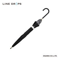 小川 晴雨兼用傘 長傘 LINEDROPS ロゴ刺繍 50cm 手開き式 ブラック 489407 1個（直送品）