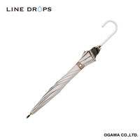 小川 晴雨兼用傘 長傘 LINEDROPS ロゴ刺繍 50cm 手開き式 ベージュ 489408 1個（直送品）