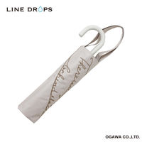 小川 晴雨兼用傘 折りたたみ傘 LINEDROPS ロゴ刺繍 50cm 手開き式 ベージュ 489411 1個（直送品）