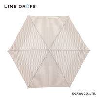 小川 雨傘 折りたたみ傘 LINEDROPS ストライプ カフス 55cm 手開き式 ピンクベージュ 489415 1個（直送品）
