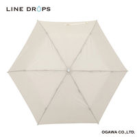 小川 雨傘 折りたたみ傘 LINEDROPS ピンドット カフス 55cm 手開き式 ベージュ 489421 1個（直送品）