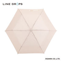 小川 雨傘 折りたたみ傘 LINEDROPS ピンドット カフス 55cm 手開き式 ピンクベージュ 489423 1個（直送品）