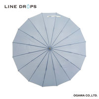 小川 雨傘 長傘 LINEDROPS 16本骨 60cm 手開き式 ブルーグレー 489426 1個（直送品）