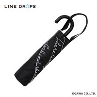 小川 晴雨兼用傘 折りたたみ傘 LINEDROPS ロゴ刺繍 50cm 手開き式 ブラック 489410 1個（直送品）