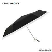 小川 折りたたみ傘 晴雨兼用 LINEDROPS グログランリボン 50cm 手開き式 ブラック 489391 1個（直送品）