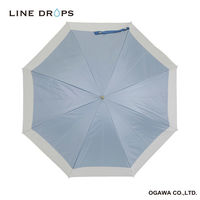 小川 長傘 晴雨兼用 LINEDROPS バイカラー 50cm 手開き式 ブルーグレー 489374 1個（直送品）