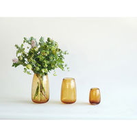 ホワイエ 花瓶 DGティアドロップベース ガラス 直径7×高さ10cm ブラウン 413807 1個（直送品）