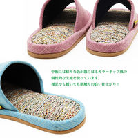 【スリッパ】オクムラシャンブレーカラーネップ外縫いスリッパ Ｌ ブルー 1足（直送品）