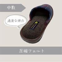 【スリッパ】オクムラタータンチェック　ボアスリッパ　Lサイズ　ネイビー 1足（直送品）