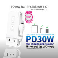 カシムラ 電源タップAC4 USBA+C2PD30W 自動識別 リバーシ AC-062 1個（直送品）