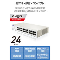 スイッチングハブ 24ポート ギガビット 金属筐体 内蔵電源 静音ファンレス ホワイト EHC-G24MN4-HW エレコム 1個（直送品）