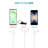 3in1 ケーブル USB-A to Micro-B＋変換2種 1m ホワイト MPA-AMBLCEC10WH エレコム 1個（直送品）