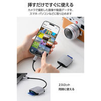 SDカードリーダー Type-C SD/microSD対応 ケーブル一体型 シルバー MR3C-C21SV エレコム 1個（直送品）