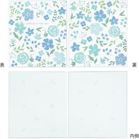 デザインフィル カラー色紙 シール付 半透明 二つ折り 花柄 青 33261006 1個