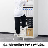 【踏台・ステップ】 現場のチカラ　取っ手付き　折りたたみステップ　２段　W　耐荷重100kg　1台 オリジナル（わけあり品）