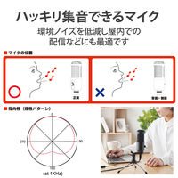 スタンド型コンデンサーマイク USB-A接続 ゲインコントロール機能 ミニ三脚付 HS-MC12UBK 1個 エレコム