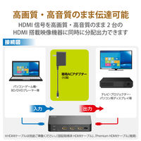 HDMI分配器 4K/60P対応 1入力/2出力 スプリッター VSP-HDP12BK ブラック 1個 エレコム（直送品）
