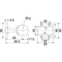 OMSORG(オムソリ) オムソリPRO手すり3565シリーズ  直ブラケット 半受 35 シルバー S3565S 1個（直送品）