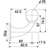 OMSORG(オムソリ) オムソリPRO手すり3565シリーズ  壁ブラケット 半受 35 シルバー W3565S 1個（直送品）