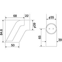 OMSORG(オムソリ) オムソリPRO手すり3565シリーズ  カバー付エンドブラケット(I型) 35 ゴールド E3565G 20個（直送品）