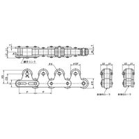 椿本チエイン (株)椿本チエイン トップローラ付 ラムダバイピッチチェーン RF2050RーLMCー1LTRーL 1セット(3L)（直送品）