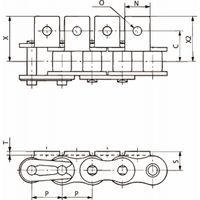 (株)椿本チエイン コーティングアタッチメント付 RS形チェーン(NEP仕様) RS80ーNEPー9LSA1ーL 1セット(3L)（直送品）
