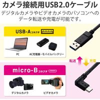 カメラケーブル マイクロBケーブル 2m 左L字コネクタ ブラック DGW-AMBL20BK エレコム 1個