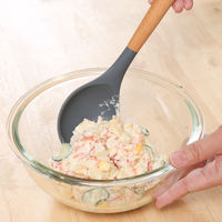 【均一価格】シリコンキッチンツール スプーン 37771 1個 シリコーン 木製 不二貿易