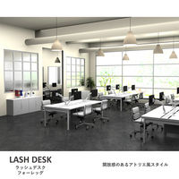 【軒先渡し】LASHデスク フォーレッグハーフ脚 幅3600×奥行600×高さ720mm ホワイト天板/ホワイト脚 1台（直送品）