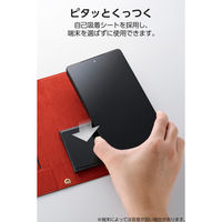 スマホケース 手帳型 多機種スマホ対応 マルチケース 自己吸着シート 薄型 軽量 ブラック P-06PLFUBK エレコム 1個（直送品）