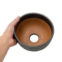 かみ山陶器 盆栽鉢 信楽焼 植木鉢 黒マット尻丸 6号 283212 1個（直送品）