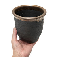 かみ山陶器 盆栽鉢 信楽焼 植木鉢 金彩大深 5号 284752 1個（直送品）