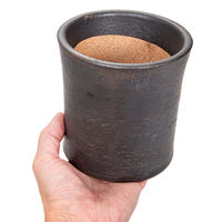 かみ山陶器 盆栽鉢 信楽焼 植木鉢 黒マット 寸胴 4号 294855 1個（直送品）