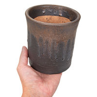 かみ山陶器 盆栽鉢 信楽焼 植木鉢 金彩寸胴 4号 294856 1個（直送品）