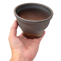 かみ山陶器 盆栽鉢 信楽焼 植木鉢 金彩丸中深 4号 294862 1個（直送品）