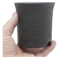 かみ山陶器 盆栽鉢 信楽焼 植木鉢 黒マット 寸胴 3号 241359 1個（直送品）