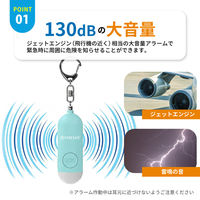 防犯ブザー 2個 ブラック 防犯グッズ LEDライト 130dB 大音量 防犯対策 充電式 PB02 EVERSAFE（直送品）