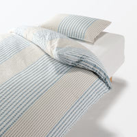 無印良品 綿 サッカー織 掛ふとんカバー Ｓ １５０×２１０ｃｍ用 ブルーストライプ 良品計画