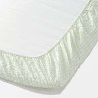 無印良品 綿 サッカー織 敷ふとんシーツ Ｓ 兼浅型ボックスシーツ １００×２００×３‐１０ｃｍ用 グリーン 良品計画