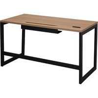 リスム デスク W1200×D600 ウォルナット×ブラック脚 2ヶ口コンセント付き RFFLD-1260DM-BL 1台（直送品）