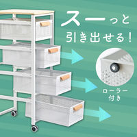 ディーエーピーネットワーク 木目スライドストッカー キャスター&吸盤脚付き ホワイト monowa084-wh 1台（直送品）