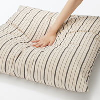 無印良品 綿洗いざらし大判クッション ７５×７５ｃｍ 生成ストライプ 良品計画