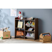 アイリスオーヤマ 本棚付 トイハウスラック 幅886×奥行348×高さ798mm ウォールナット 1台（直送品）