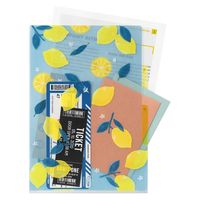 デザインフィル 3ポケットクリアホルダー A4 レモン柄 35572006 1セット(1冊×3)（直送品）