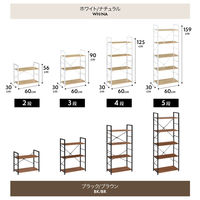 タマリビング カジュアリー オープンラック カジュアリー4段 幅600×奥行300×高さ1250mm ブラック/ブラウン 1台（直送品）